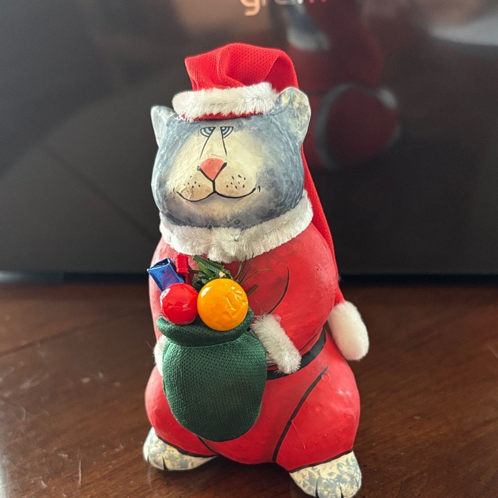 Santa Cat Figurine
